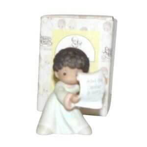Precious Moments "Have I Got News for You" Nativity Christmas Child w Scroll Vtg